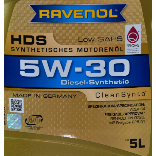 Моторна олива Ravenol HDS Hydrocrack Diesel Specific 5W-30 5 л на Peugeot J5