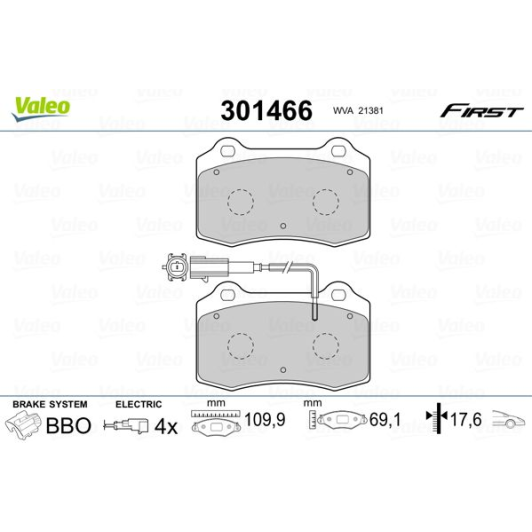 Гальмівні колодки Valeo 301466 для Peugeot 406