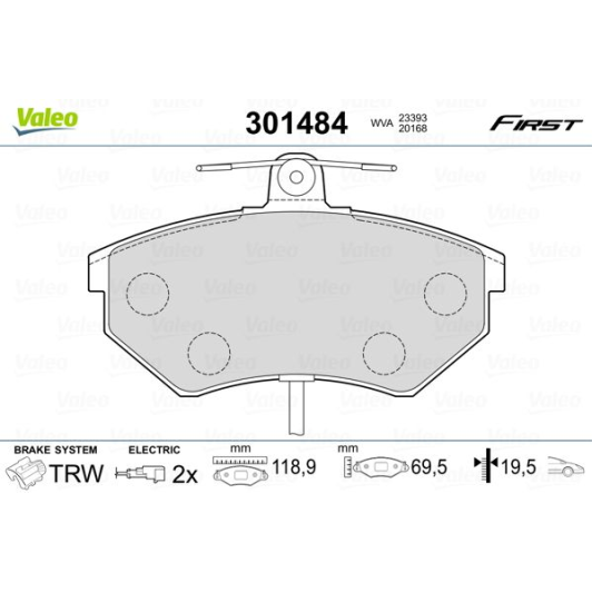 Тормозные колодки Valeo 301484