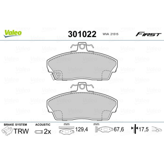 Гальмівні колодки Valeo 301022