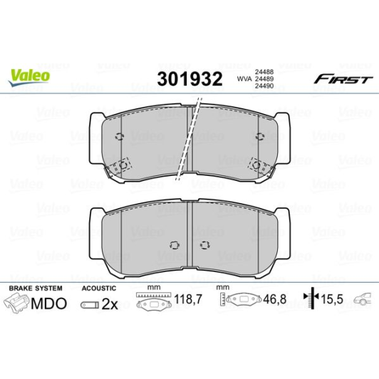 Гальмівні колодки Valeo 301932 для Hyundai Santa Fe