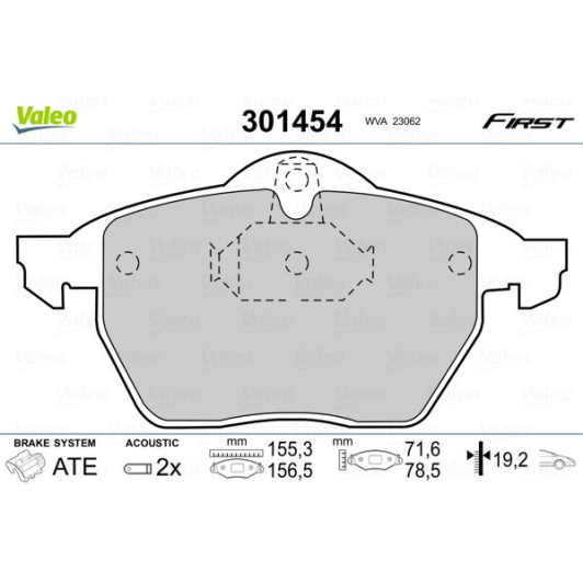 Гальмівні колодки Valeo 301454