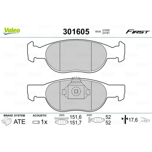 Тормозные колодки Valeo 301605