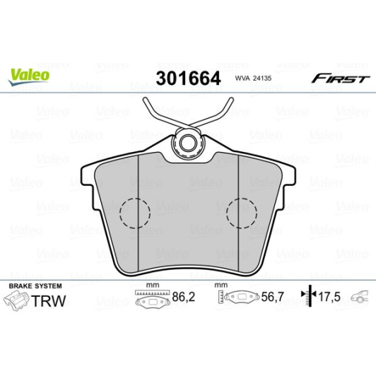 Гальмівні колодки Valeo 301664