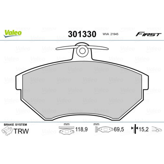 301330 Valeo Тормозные колодки