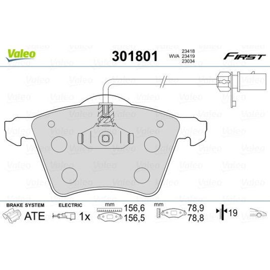 Тормозные колодки Valeo 301801