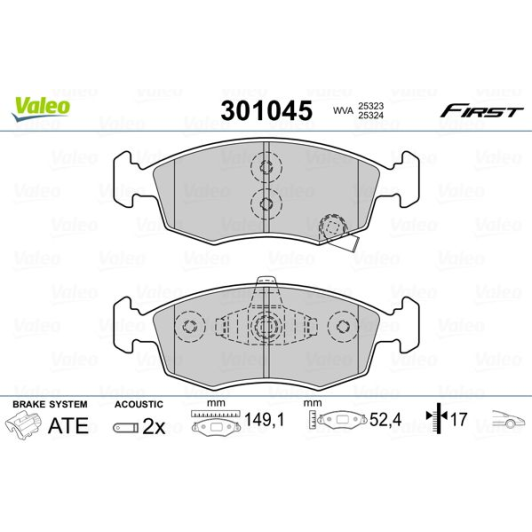 301045 Valeo Тормозные колодки