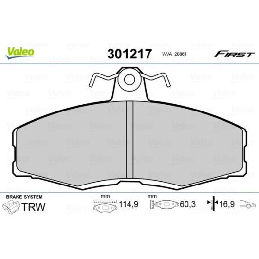 Тормозные колодки Valeo 301217