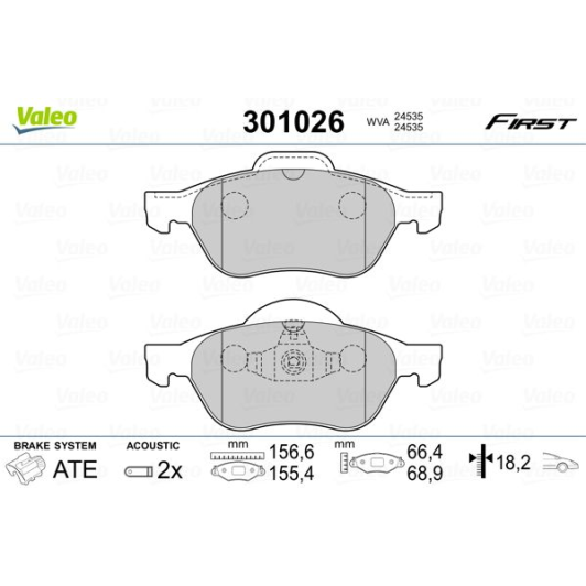 Тормозные колодки Valeo 301026