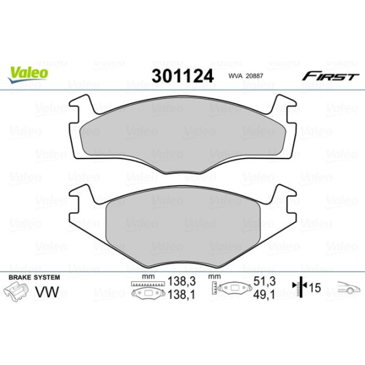 Гальмівні колодки Valeo 301124