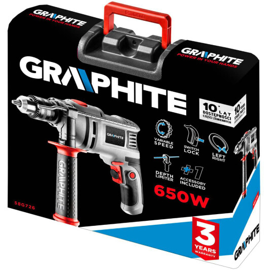 Дрель ударная Graphite 58G726 сетевая