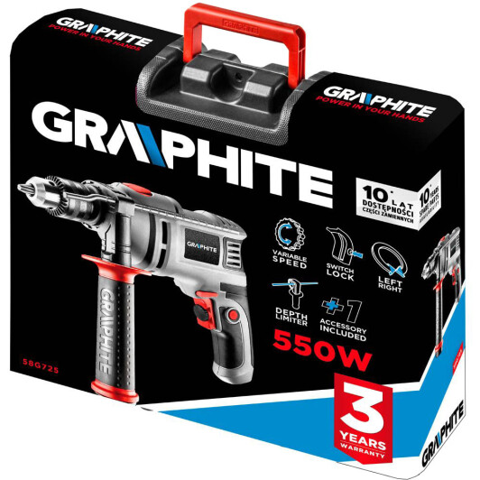 Дрель ударная Graphite 58G725 сетевая