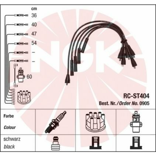 RCST404 NGK Комплект дротів запалювання