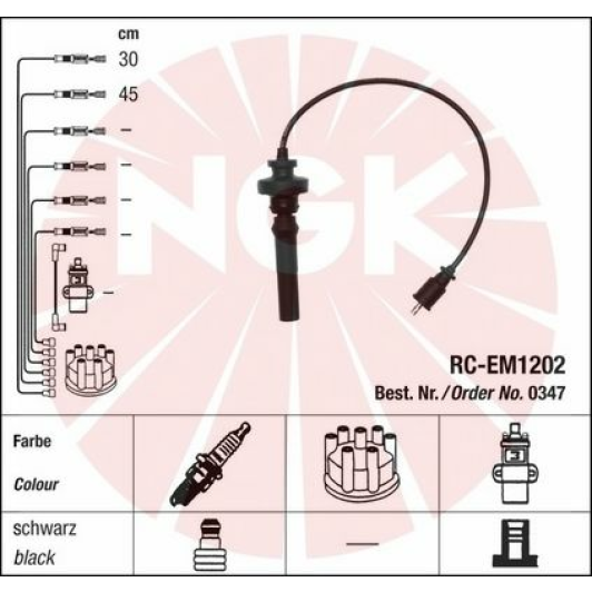 RCEM1202 NGK Комплект проводов зажигания