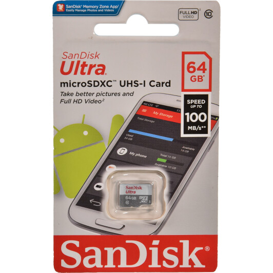 Карта памяти SanDisk Ultra Light microSDXC 64 ГБ