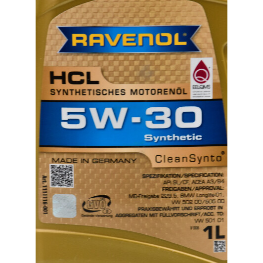 Моторна олива Ravenol HCL 5W-30 1 л на Volkswagen CC