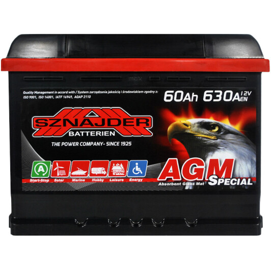 Аккумулятор SZNAJDER 6 CT-60-R AGM Special 56002
