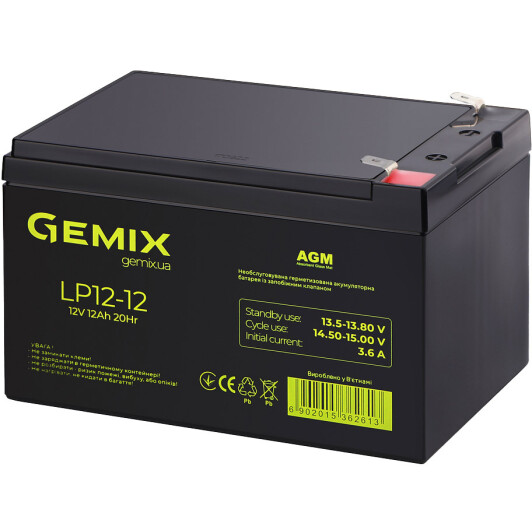 Акумулятор для ДБЖ Gemix LP12-12 12 V 12 Аг