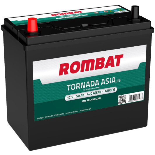 Аккумулятор Rombat 6 CT-50-L Tornada Asia TA50FG