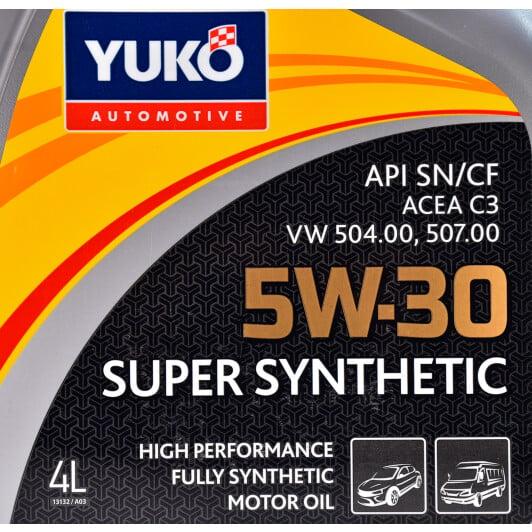Моторна олива Yuko Super Synthetic C3 5W-30 4 л на Porsche 911