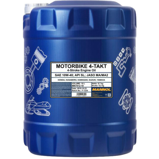 4T Mannol Motorbike 4-Takt 10W-40, 10 л (MN7812-10) моторна олива 4T 10 л