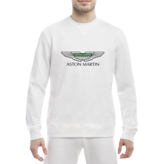 Свитшот мужской Globuspioner Aston Martin Vector Logo Green спереди класический рукав белый