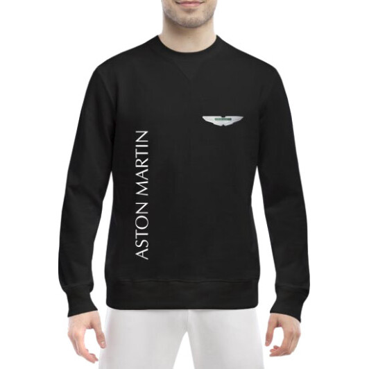 Свитшот мужской Globuspioner Aston Martin Vertical Logo спереди класический рукав чёрный XXL