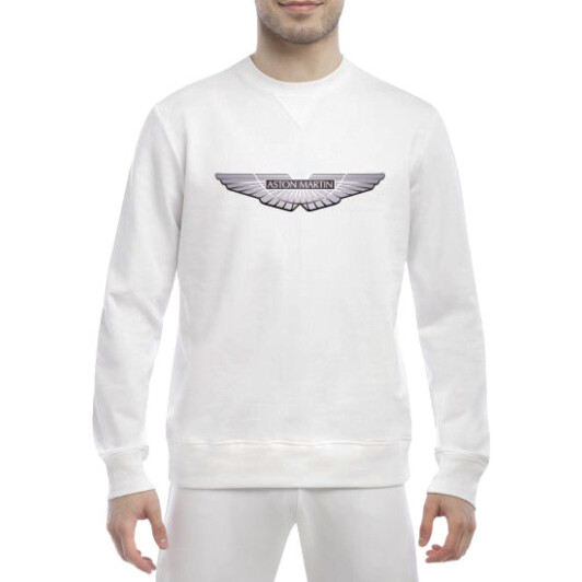 Свитшот мужской Globuspioner Aston Martin Silver Wings v2 спереди класический рукав белый XXL
