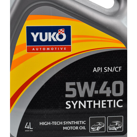Моторна олива Yuko Synthetic 5W-40 4 л на Volkswagen Fox