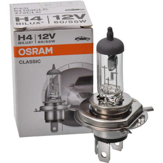 Автолампа Osram Original H4 P43t 55 W 60 W прозора 64193CLC