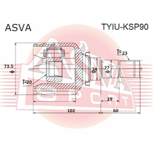 ШРУС Asva TYIUKSP90 для Toyota Yaris