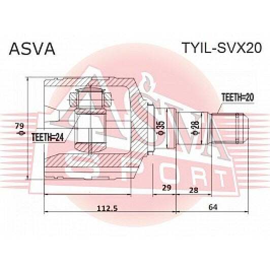 ШРУС Asva TYILSVX20 для Toyota Camry