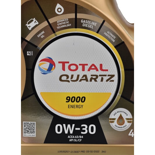 Моторное масло Total Quartz 9000 Energy 0W-30 4 л на Chevrolet Caprice