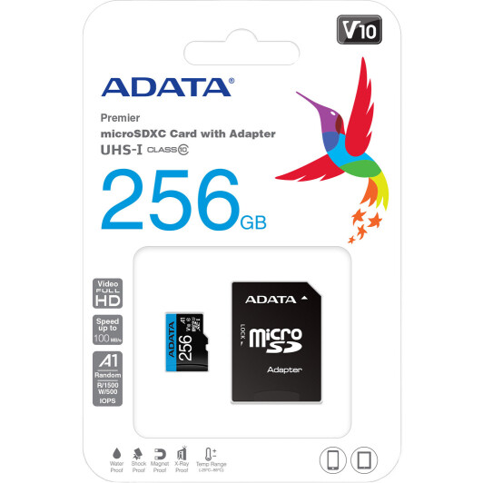 Карта памяти Adata Premier microSDXC 256 ГБ с SD-адаптером