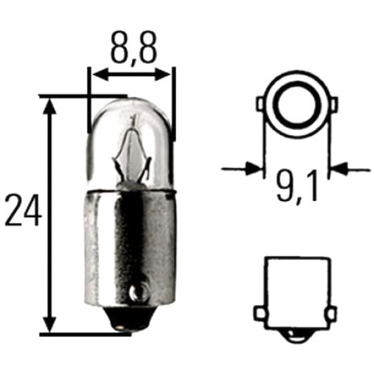 Автолампа Behr Hella T2W BA9s 2 W 8GP002068241