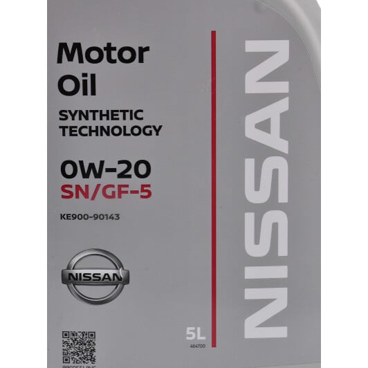 Моторное масло Nissan Motor Oil SN/GF-5 0W-20 5 л на Lexus RC