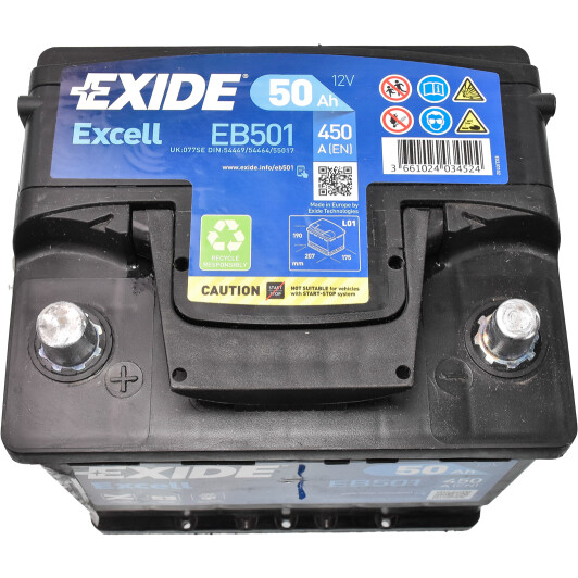 Акумулятор Exide 6 CT-50-L Excell EB501
