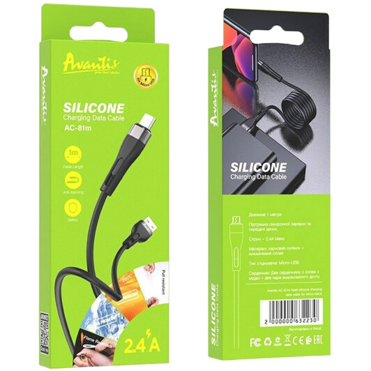 Кабель Avantis AC-81M-BK USB - Micro USB 1 м