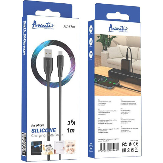 Кабель Avantis AC-87M-BK USB - Micro USB 1 м