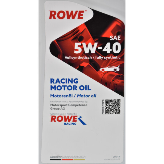 Моторное масло Rowe Racing Motor Oil 5W-40 1 л на Peugeot 207