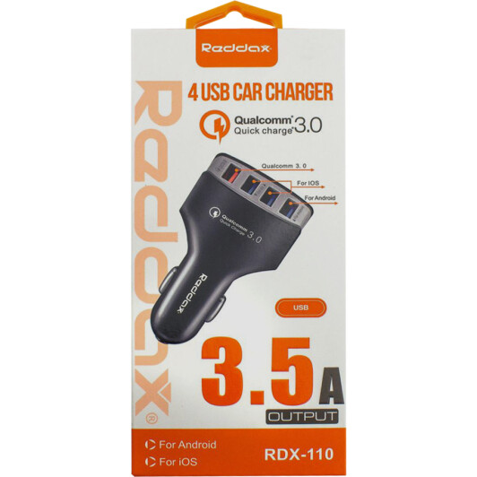 Usb зарядка в авто Reddax RDX-110-BLK-MIC
