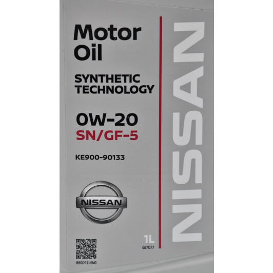 Моторна олива Nissan Motor Oil SN/GF-5 0W-20 1 л на Peugeot 4008