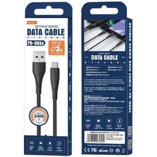 Кабель Proda Azeada PD-B85A-BK USB - USB type-C 1 м