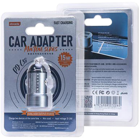 Usb зарядка в авто Proda Azeada Mintone PD-C38-BK