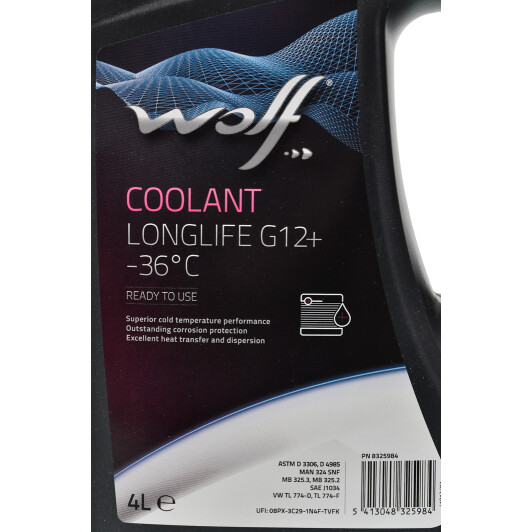 Готовий антифриз Wolf Coolant Longlife G12+ червоний -36 °C 4 л