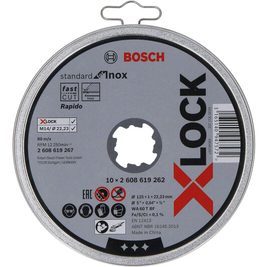 Круг отрезной Bosch X-Lock Standard for Inox 2608619267 125 мм