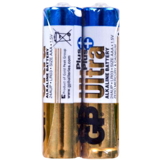 Батарейка GP Ultra Plus Alkaline 24AUPS2 AAA (мизинчиковая) 1,5 V 2 шт