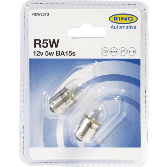 Автолампа Ring R5W BA15s 5 W прозора rew207s