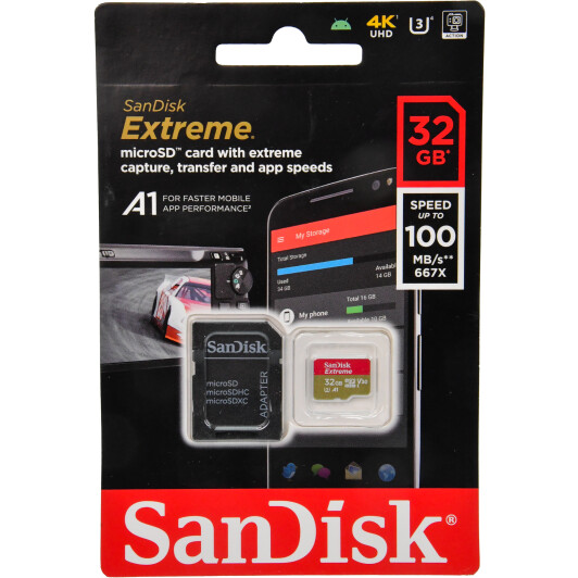 Карта памяти SanDisk Extreme microSDHC 32 ГБ с SD-адаптером