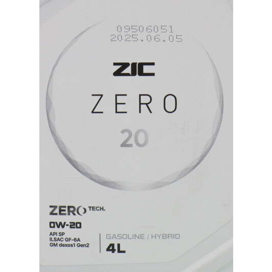 Олива ZIC ZERO 20 0W-20 4 л на Mitsubishi Pajero